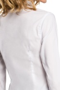 Koszula damska taliowana z wiskozy z długim rękawem biała me067