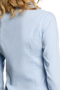 Koszula damska taliowana z wiskozy z długim rękawem błękitna me067