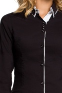 Koszula damska taliowana z wiskozy z długim rękawem czarna me067