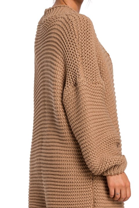 Kardigan damski oversize bez zapięcia szerokie rękawy karmelowy BK037 Kardigan damski oversize bez zapięcia szerokie rękawy karmelowy BK037