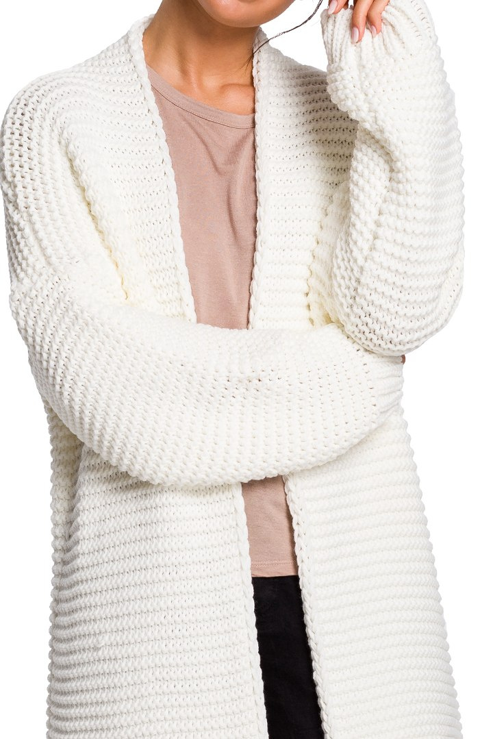 Kardigan damski oversize bez zapięcia szerokie rękawy ecru BK037 Kardigan damski oversize bez zapięcia szerokie rękawy ecru BK037