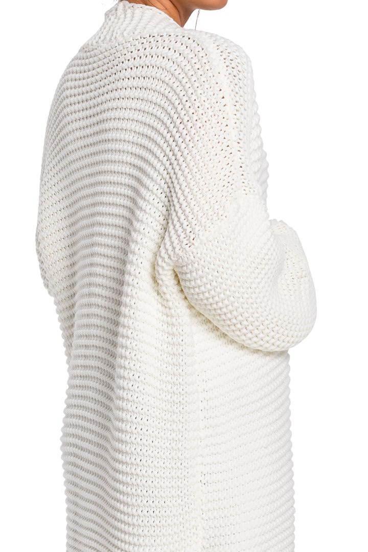 Kardigan damski oversize bez zapięcia szerokie rękawy ecru BK037 Kardigan damski oversize bez zapięcia szerokie rękawy ecru BK037