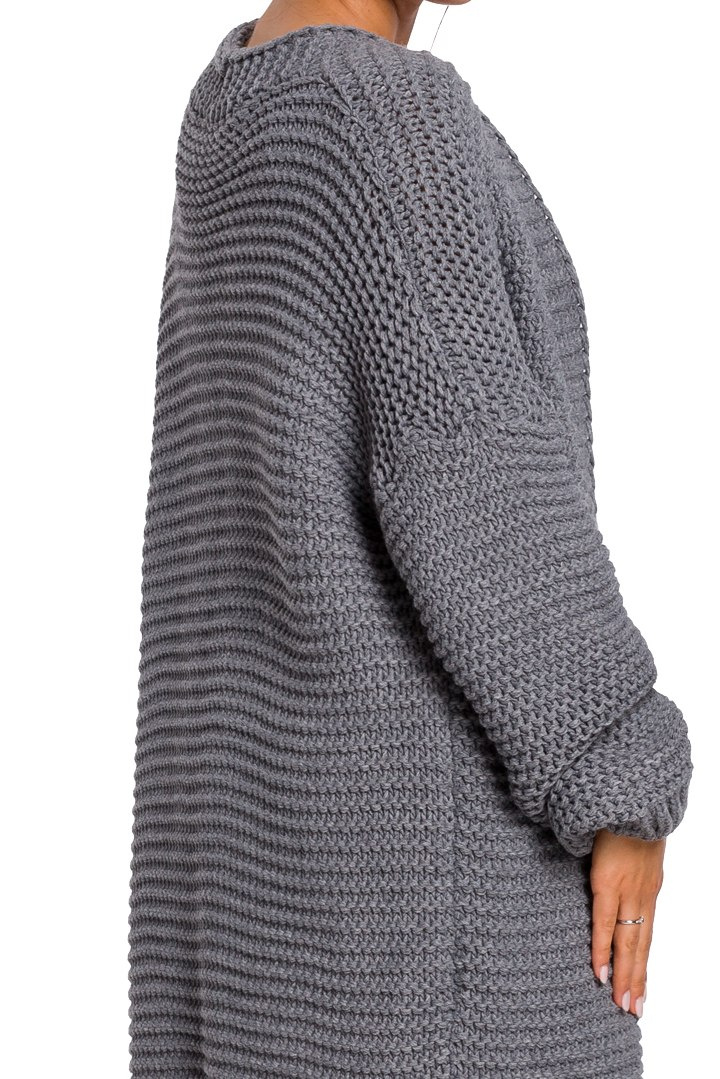 Kardigan damski oversize bez zapięcia szerokie rękawy szary BK037 Kardigan damski oversize bez zapięcia szerokie rękawy szary BK037