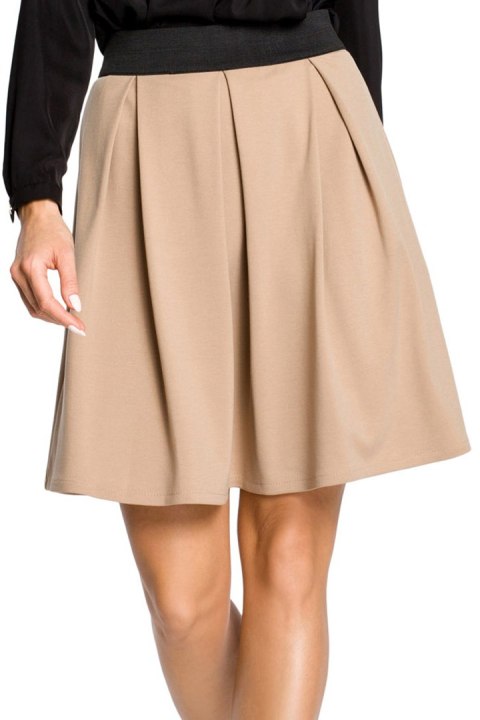 Spódnica rozkloszowana midi retro z kontrafałdą cappuccino me012 Spódnica rozkloszowana midi retro z kontrafałdą cappuccino me012