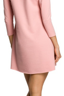 Sukienka trapezowa mini z kieszenią i rękawem 3/4 różowa me053