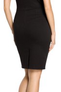 Elegancka sukienka ołówkowa midi z krótkim rękawem czarna me013