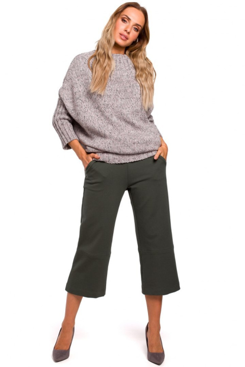 Sweter damski oversize asymetryczny z półgolfem szary me470 Sweter damski oversize asymetryczny z półgolfem szary me470