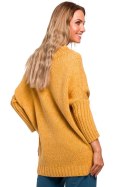 Sweter damski oversize asymetryczny z półgolfem miodowy me470