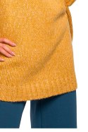 Sweter damski oversize asymetryczny z półgolfem miodowy me470