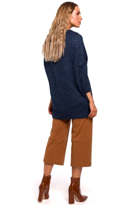 Sweter damski oversize asymetryczny z półgolfem granatowy me470 Sweter damski oversize asymetryczny z półgolfem granatowy me470