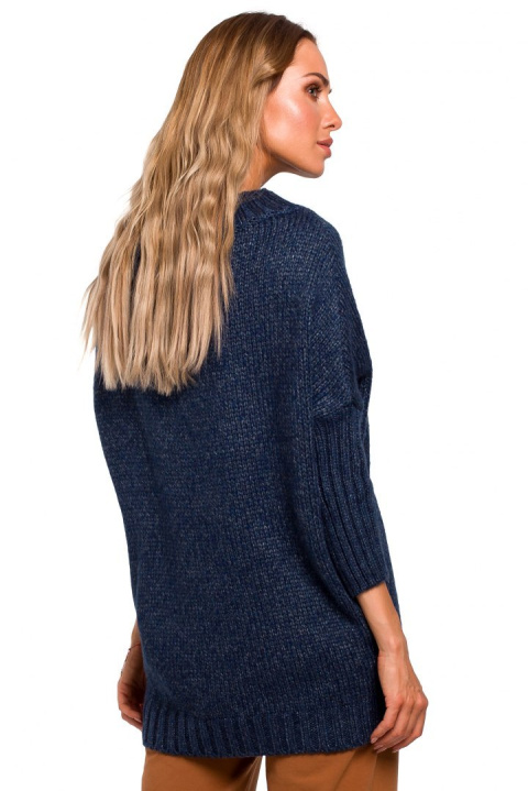 Sweter damski oversize asymetryczny z półgolfem granatowy me470 Sweter damski oversize asymetryczny z półgolfem granatowy me470