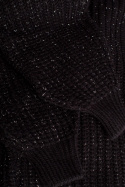 Sweter damski oversize z dekoltem V i szerokim rękawem czarny me471