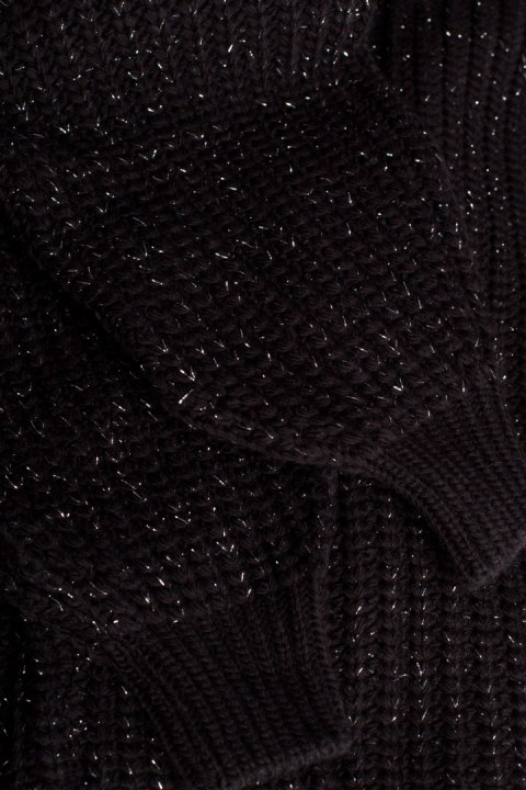 Sweter damski oversize z dekoltem V i szerokim rękawem czarny me471 Sweter damski oversize z dekoltem V i szerokim rękawem czarny me471