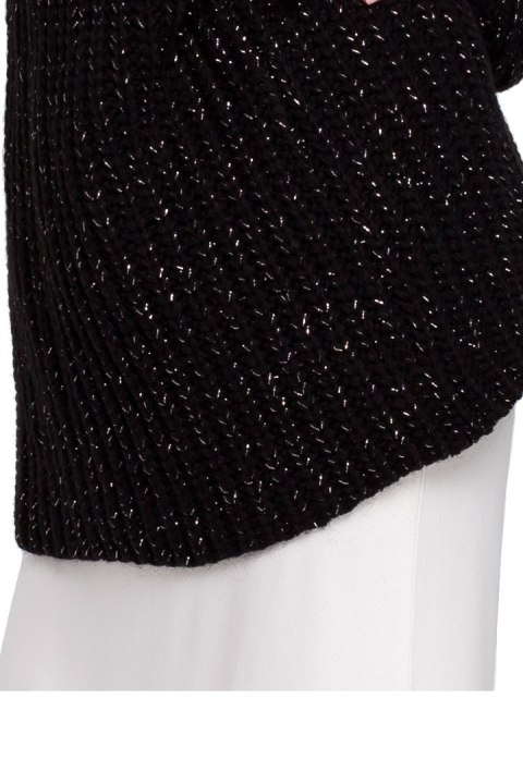 Sweter damski oversize z dekoltem V i szerokim rękawem czarny me471 Sweter damski oversize z dekoltem V i szerokim rękawem czarny me471
