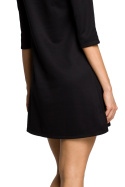 Gładka sukienka trapezowa mini z krótkim rękawem 3/4 czarna me029