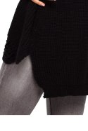 Sweter damski oversize asymetryczy z dziurami czarny me473