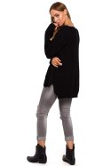 Sweter damski oversize asymetryczy z dziurami czarny me473