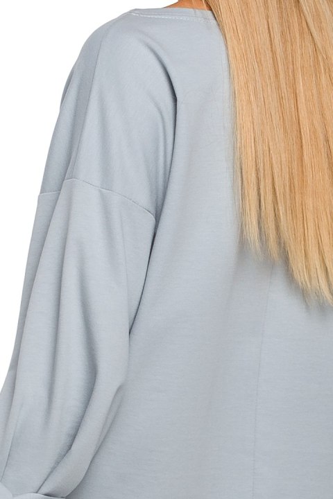 Bluza damska luźna z dzianiny dłuższy tył dekolt łódka gołębia me479 Bluza damska luźna z dzianiny dłuższy tył dekolt łódka gołębia me479