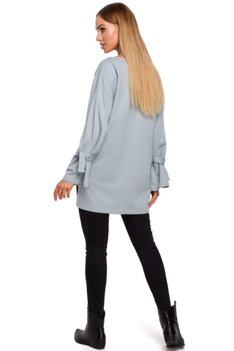 Bluza damska luźna z dzianiny dłuższy tył dekolt łódka gołębia me479 Bluza damska luźna z dzianiny dłuższy tył dekolt łódka gołębia me479
