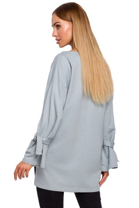 Bluza damska luźna z dzianiny dłuższy tył dekolt łódka gołębia me479 Bluza damska luźna z dzianiny dłuższy tył dekolt łódka gołębia me479