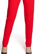 Spodnie damskie chinosy z zakładkami z przodu czerwone me195
