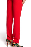 Spodnie damskie chinosy z zakładkami z przodu czerwone me195