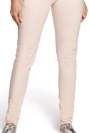Spodnie damskie dresowe z elastycznym paskiemi troczkami brzoskwiniowe me208