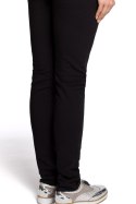 Spodnie damskie dresowe z elastycznym paskiemi troczkami czarne me208