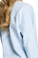 Bluza damska oversize z nietoperzowym rękawem 7/8 błękitna me315