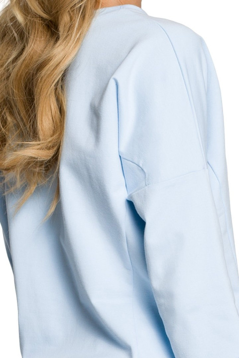 Bluza damska oversize z nietoperzowym rękawem 7/8 błękitna me315 Bluza damska oversize z nietoperzowym rękawem 7/8 błękitna me315