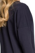 Bluza damska oversize z nietoperzowym rękawem 7/8 granatowa me315