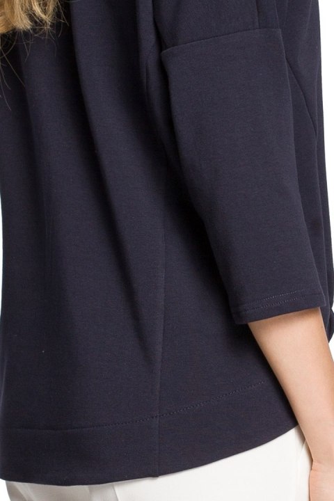 Bluza damska oversize z nietoperzowym rękawem 7/8 granatowa me315 Bluza damska oversize z nietoperzowym rękawem 7/8 granatowa me315