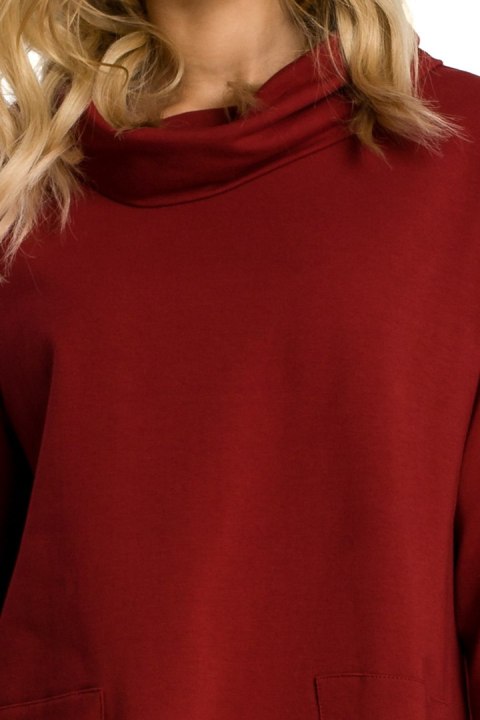 Bluza damska oversize z kominem i długim rękawem bordowa me344 Bluza damska oversize z kominem i długim rękawem bordowa me344
