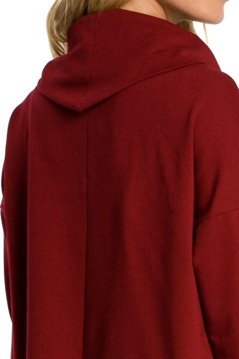 Bluza damska oversize z kominem i długim rękawem bordowa me344 Bluza damska oversize z kominem i długim rękawem bordowa me344