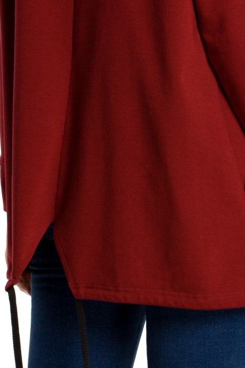 Bluza damska oversize z kominem i długim rękawem bordowa me344 Bluza damska oversize z kominem i długim rękawem bordowa me344