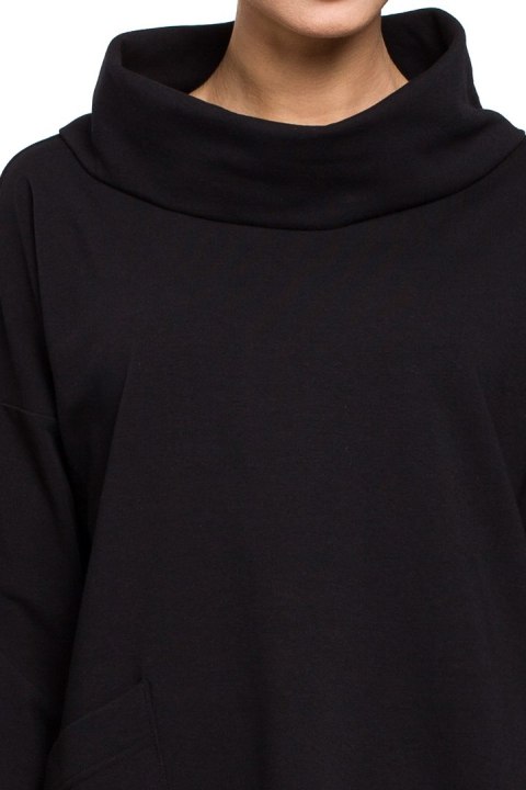 Bluza damska oversize z kominem i wiązaniem z tyłu czarna me260 Bluza damska oversize z kominem i wiązaniem z tyłu czarna me260