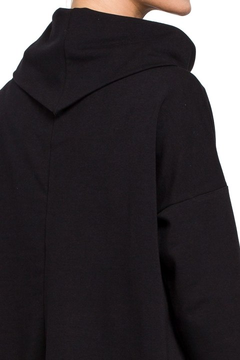 Bluza damska oversize z kominem i wiązaniem z tyłu czarna me260 Bluza damska oversize z kominem i wiązaniem z tyłu czarna me260