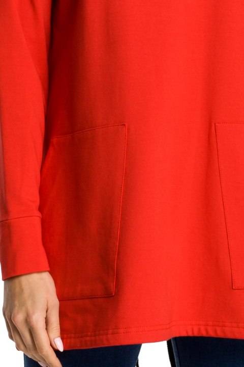 Bluza damska oversize z kominem i długim rękawem czerwona me344 Bluza damska oversize z kominem i długim rękawem czerwona me344