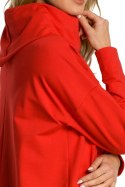 Bluza damska oversize z kominem i długim rękawem czerwona me344