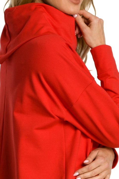 Bluza damska oversize z kominem i długim rękawem czerwona me344 Bluza damska oversize z kominem i długim rękawem czerwona me344