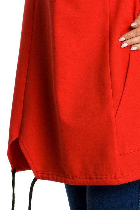 Bluza damska oversize z kominem i długim rękawem czerwona me344 Bluza damska oversize z kominem i długim rękawem czerwona me344