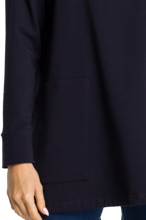 Bluza damska oversize z kominem i długim rękawem granatowa me344 Bluza damska oversize z kominem i długim rękawem granatowa me344