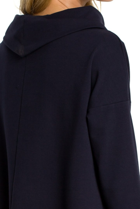 Bluza damska oversize z kominem i długim rękawem granatowa me344 Bluza damska oversize z kominem i długim rękawem granatowa me344
