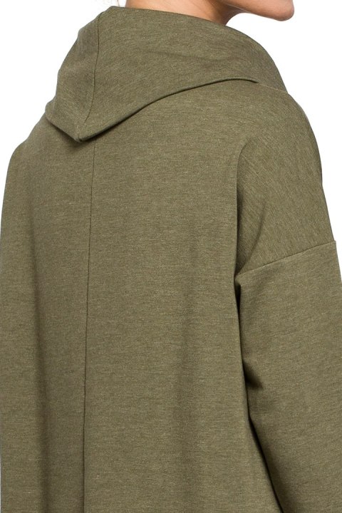Bluza damska oversize z kominem i wiązaniem z tyłu khaki me260 Bluza damska oversize z kominem i wiązaniem z tyłu khaki me260