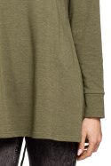 Bluza damska oversize z kominem i wiązaniem z tyłu khaki me260