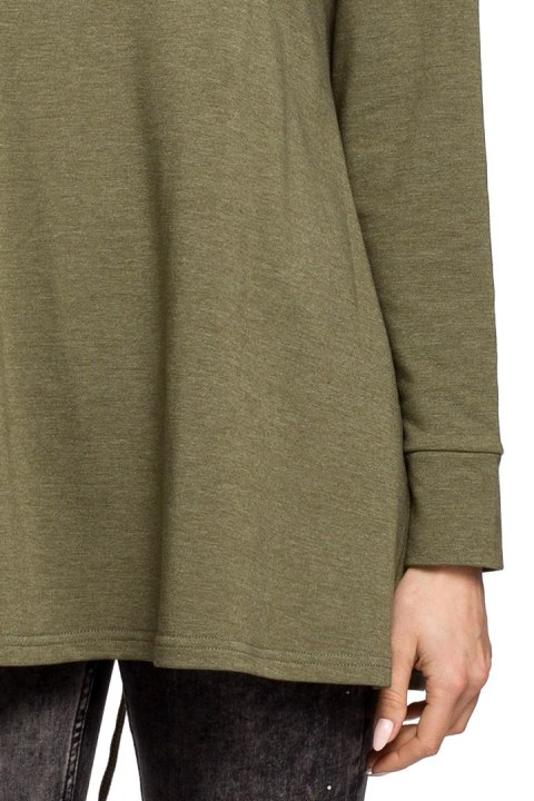 Bluza damska oversize z kominem i wiązaniem z tyłu khaki me260 Bluza damska oversize z kominem i wiązaniem z tyłu khaki me260