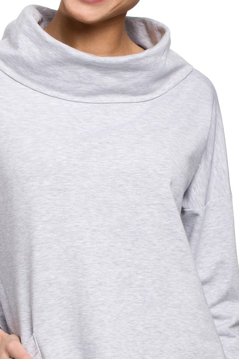 Bluza damska oversize z kominem i wiązaniem z tyłu popielata me260 Bluza damska oversize z kominem i wiązaniem z tyłu popielata me260