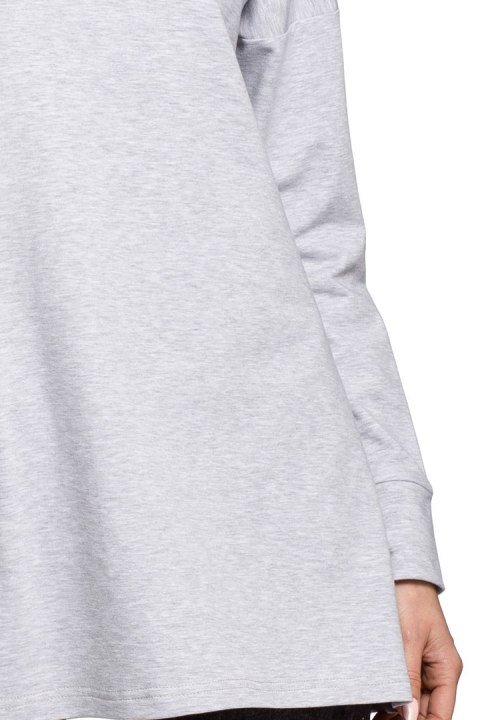 Bluza damska oversize z kominem i wiązaniem z tyłu popielata me260 Bluza damska oversize z kominem i wiązaniem z tyłu popielata me260