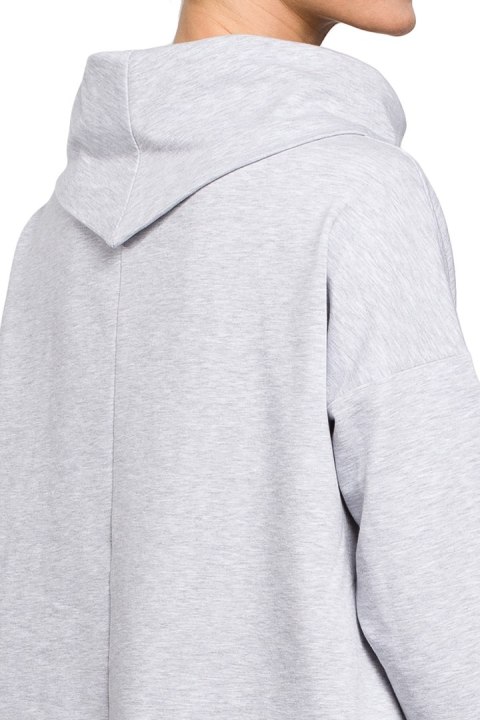 Bluza damska oversize z kominem i wiązaniem z tyłu popielata me260 Bluza damska oversize z kominem i wiązaniem z tyłu popielata me260