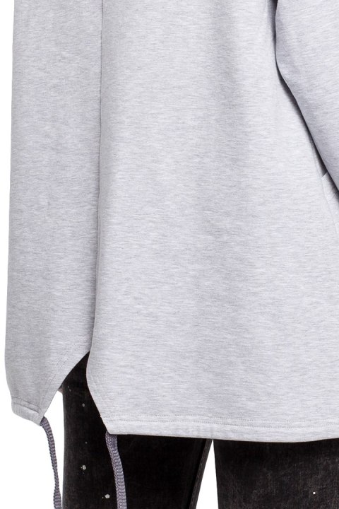 Bluza damska oversize z kominem i wiązaniem z tyłu popielata me260 Bluza damska oversize z kominem i wiązaniem z tyłu popielata me260
